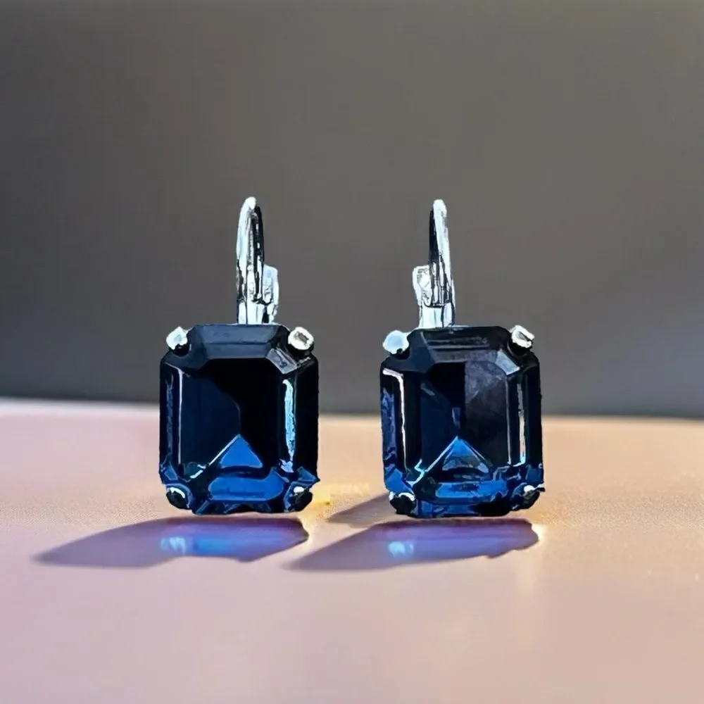 Handcrafted earrings with sparkly Austrian crystal in Montana blue